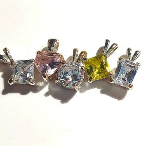 ♥pendant set lot of 5 Pcs.pink,silver clear crystal,rhinestones, beautiful